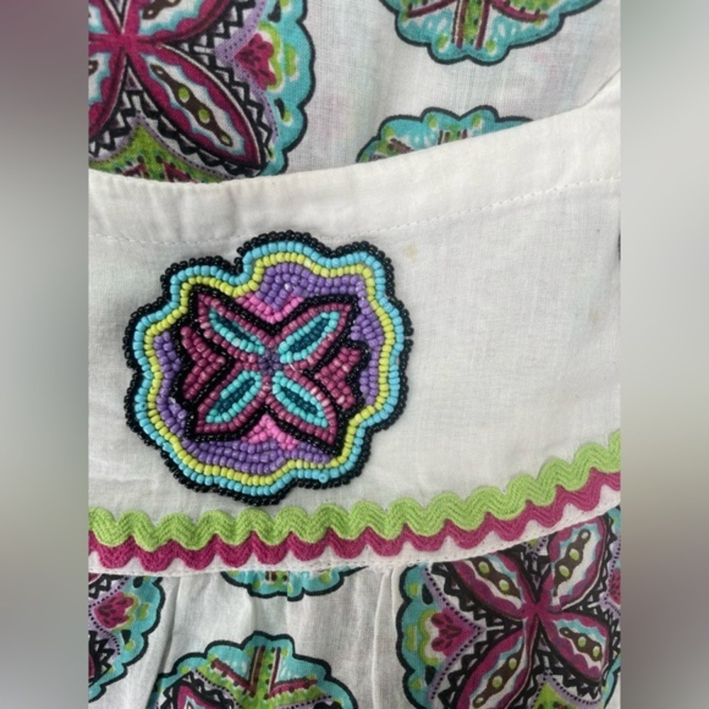 OndadeMar Swim Beach Cover Up Beaded Flowers‎ Size Women Small - Picture 3 of 4